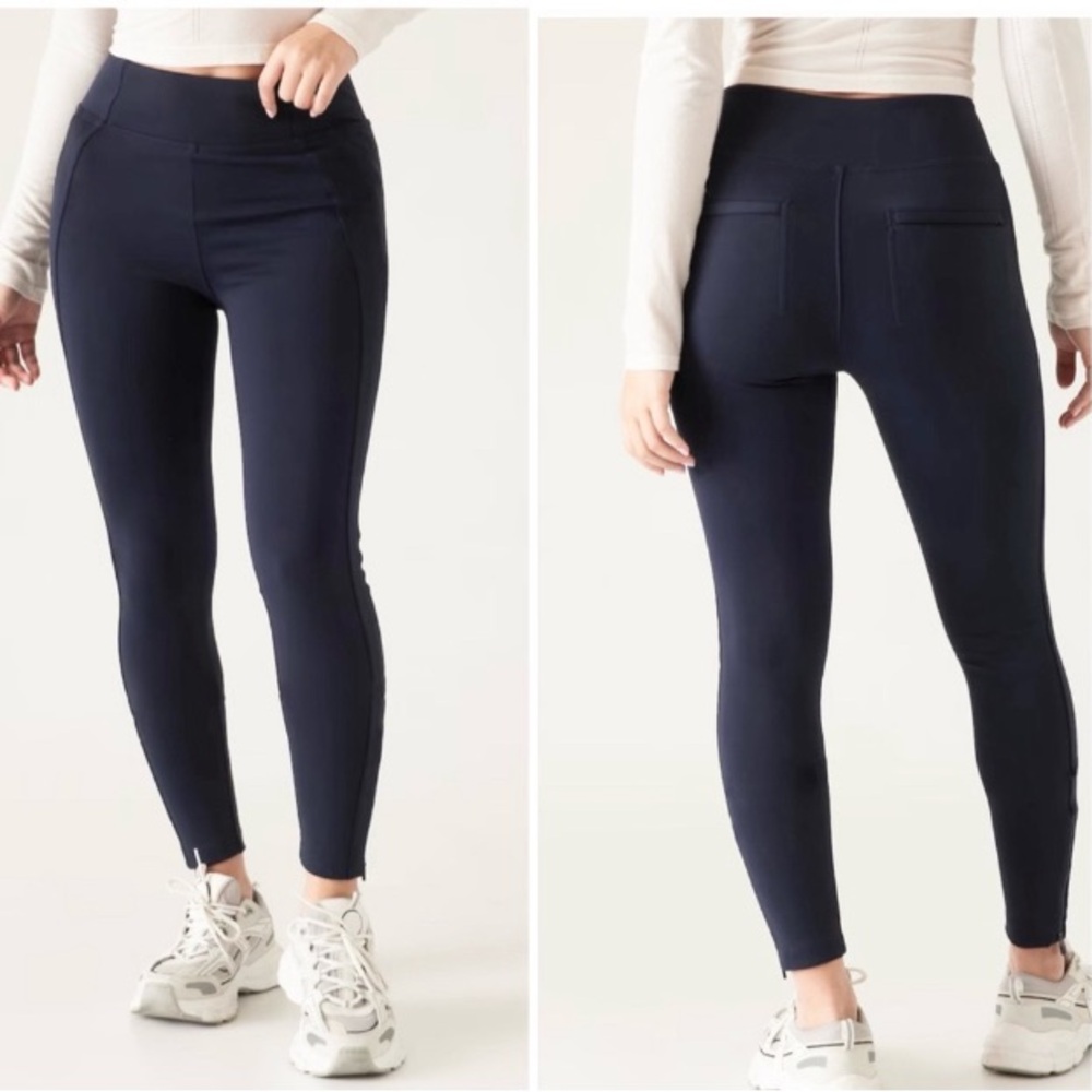 NWOT ATHLETA DELANCEY SKYLINE HYBRID HIGH WAISTED PANTS BLUE SMALL